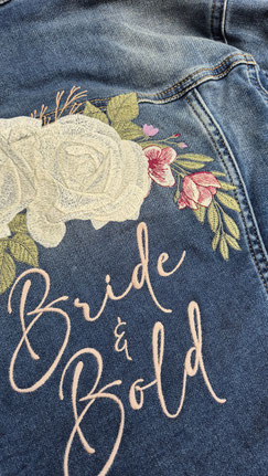 borduren spijkerjasje van bruid bruidscadeau