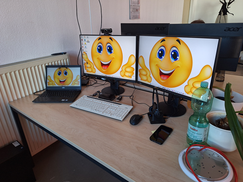 Foto einer Hand die zwei Getränkedosen hält, eine Zitronenlimonade und einen Energydrink