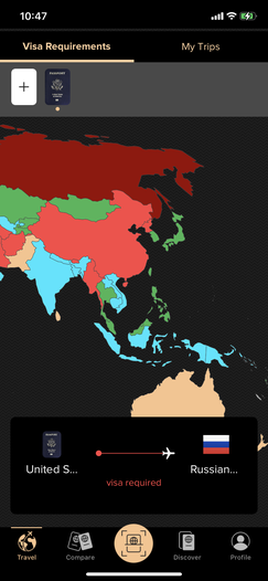 Visa country map