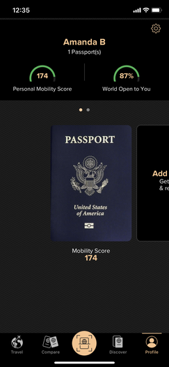 Passport index profile page 