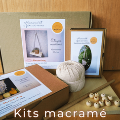 boîtes, corde, perles bois et fournitures pour kit DIY macramé
