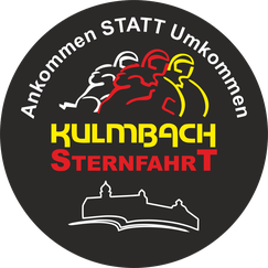 Blue Knights® Germany XIV e.V., Motorradsternfahrt Kulmbach Aufkleber, schwarzer Sticker Motorradsternfahrt Kulmbach 2024, Sternfahrt Kulmbach 2026, 