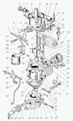 Kraftstoffsystem GAZ-M21 Wolga.  Fuel system GAS M-21 Volga.  Система питания ГАЗ M-21 Волга.