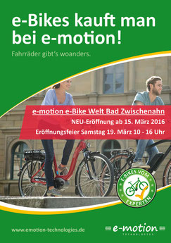e-motion e-Bike Welt Bad Zwischenahn: Kommen Sie vorbei zur Neueröffnung am 15. März 2016