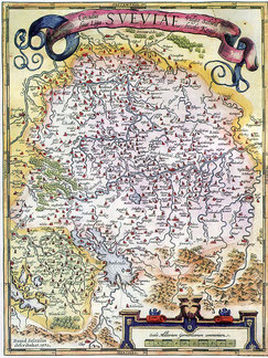 Karte des Schwäbischen Kreises nach David Seltzlin aus dem Jahr 1572 (Quelle: Wikimedia Commons)