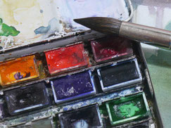 Kreativworkhops Kreativ werden in Hamburg Mal- und Zeichenworkshops Kunstworkshops Aquarellfarben Aquarellkasten Aquarellpinsel