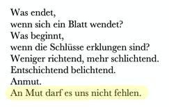 Gedicht "Die Schlüsse eines Anfangs"