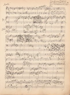 直筆下書き。2段目からがオルガン協奏曲