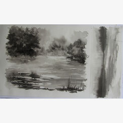 Etude paysage - Encre - Joelle Poret