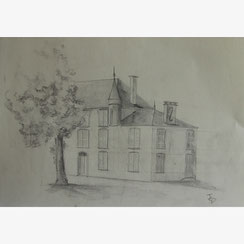 Etude Abbaye de Valence - Crayon - Joelle Poret