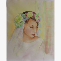 La mariée - Aquarelle - Joelle Poret