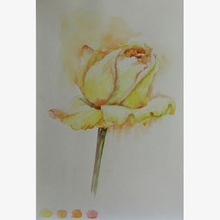 La rose jaune - Aquarelle - Joelle Poret