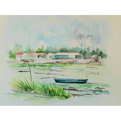 La barque Oléron - aquarelle - Joelle Poret