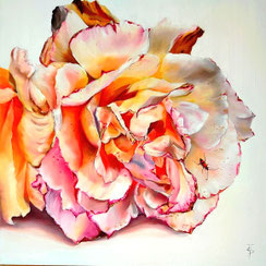 Rose orangée- huile- Joëlle Poret