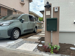 コンクリート枕木、枕木、門柱、駐車場、アプローチ、エクステリア、新築外構工事、木更津、君津、施工例