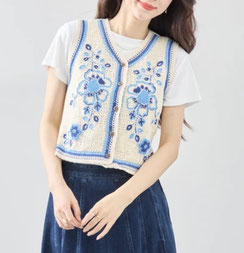 クロシェ編みニットベスト  【SALE】1,980円(税込)