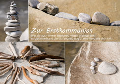 Glückwunschkarte zur Erstkommunion, Kommunion, kindgerecht, Spruch, Steine
