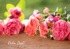 Dankeskarte Rosen, Dankeskarte, A5, Karte, Vielen Dank, Herzlichen Dank, Schweiz bestellen, sofort lieferbar