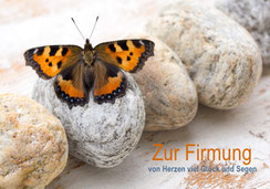 Karte zur Firmung, Glückwunschkarte, Glückwunschkarte Firmung, Schmetterling, Steine, kindgerecht, Schweiz, bestellen, sofort lieferbar