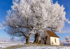 A5, Weihnachtskarte, Fotokarte, Winter, Raureif, Biecht, Kapelle, Wyherkapelle, Ettiswil, bestellen Schweiz