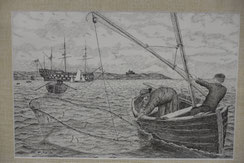 A Smelt Net Fisherman in Falmouth Harbour by Masahiko FUKUDA