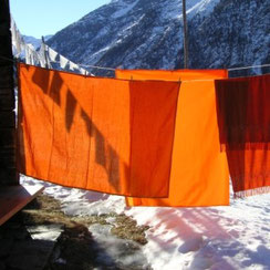Washday. Fabrics on the line