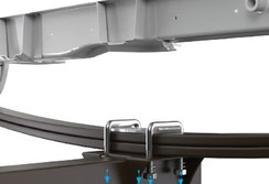Bild 6 – Anlegen der U-Bügel: Die U-Bügel werden über die Feder gelegt und mit den Montageplatten verbunden.