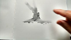zeichnen mit finger und grafitpulver