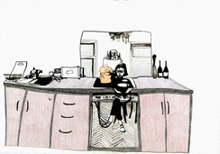 Nina Gross Kunst Zeichnung selbst in der küche