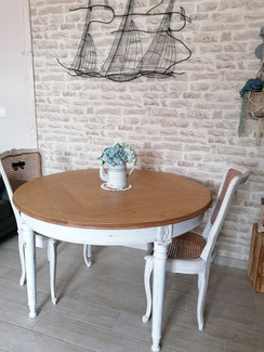 relooking de meuble le mans sarthe le perche table merisier relooké blanc bois