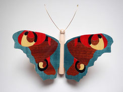 Papillon modèle Paon du Jour - Marqueterie - Atelier Eclats de bois - Isère