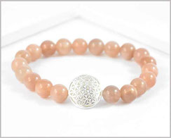 Sunstone / Sonnenstein Edelstein Armband 8 mm mit  Blume des Lebens 925 Silber  29,90 €