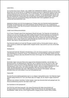 Elternbrief Aplastische Anämie.