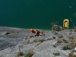 Seenot am Falkenstein, Seenot mit Bergführer, geführte Klettertour Seenot, Wolfgangsee, Mehrseillängen Klettern Salzburg, multipitch climbing seenot, geführte Klettertour, mountainguide