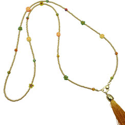 Damenhalskette lang, Rocaille Perlenhalsketten,  moderne Halsketten,  Edelstein-Halsketten, Fashion Style Halskette, Kette mit Anhänger, Kette mit Quaste, Halskette goldfarben, Damehalsketten online