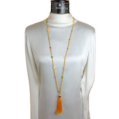 Damenhalskette lang, Rocaille Perlenhalsketten,  moderne Halsketten,  Edelstein-Halsketten, Fashion Style Halskette, Kette mit Anhänger, Kette mit Quaste, Halskette goldfarben, Damehalsketten online