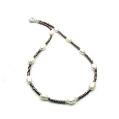 Damen Halskette Rocailles Süßwasserzuchtperlen Silber 925