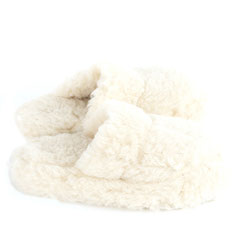 chaussons mules en laine naturelle mouton dessous cuir peau only mouton adulte savate pantoufles blanc beige homme femme