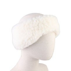 BANDEAU EN LAINE NATURELLE DE MOUTON CACHE OREILLE BLANC