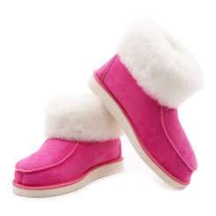 Chaussons rose fushia adulte femme en peau d'agneau double face façon bottine fourrée mouton