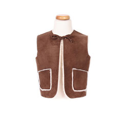 Gilet enfant sans manche en peau d'agneau mouton marron thelma