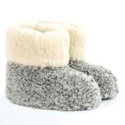 chaussons véritable vraie BAMBOUCHA en laine naaturelle de mouton pour homme ou femme gris chiné blanc écru beige