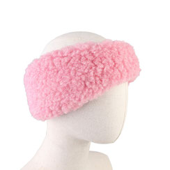 BANDEAU EN LAINE NATURELLE DE MOUTON CACHE OREILLE ROSE