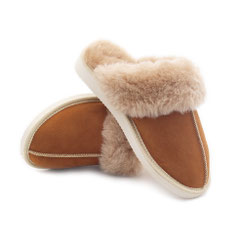 chaussons pantoufles fourrées vancouver en peau d'agneau mouton mérinos naturel vrai fourrure laine fourré cuir rose beige marron extérieur semelle resistante souple respirante chaude antidérapante only mouton pas cher