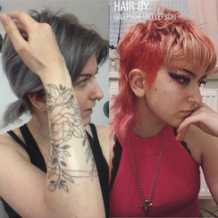 Haarschnitt: MODERN MULLET #PUNKCOUTURE HAIR, Haarfarbe: ROSÉ PFIRSICH ERDBEER & CREMY-ICEBLOND