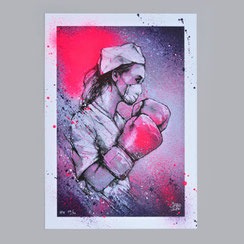 reproduction d'art print impression affiche art edition limitée corona virus coronaart infirmière gants boxe combattre virus soignant dessin confinement boxe covid 19