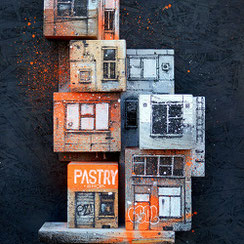 art graffmatt artiste sculpture urbaine immeuble peinture palette bois ville bois street-art graffiti art urbain contemporain archi architecture building volume 3D design Œuvre d'art originale moderne
