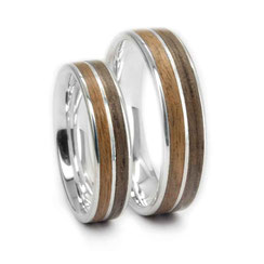 Eheringe aus Silber mit Holz & Mittelsteg zwei Hölzer