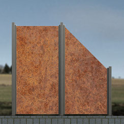 Glaszaun - Digitaldruck Corten Stahl