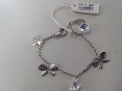 LOTUS SILVER LP 1027-2/1 PVP 39,00€. Pulsera en plata de ley con colgantes flor en cristal destellos  (3)  y mariposas (2). DTO 49% 20,00€ + envio